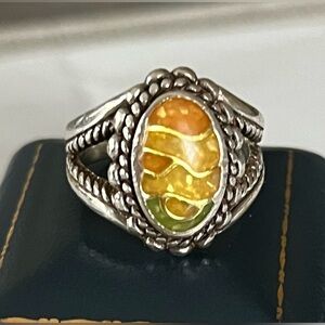 Designer Carolyn Pollack Vintage Relios Desert Scene‎ Sterling 925 Ring Sz 7.5